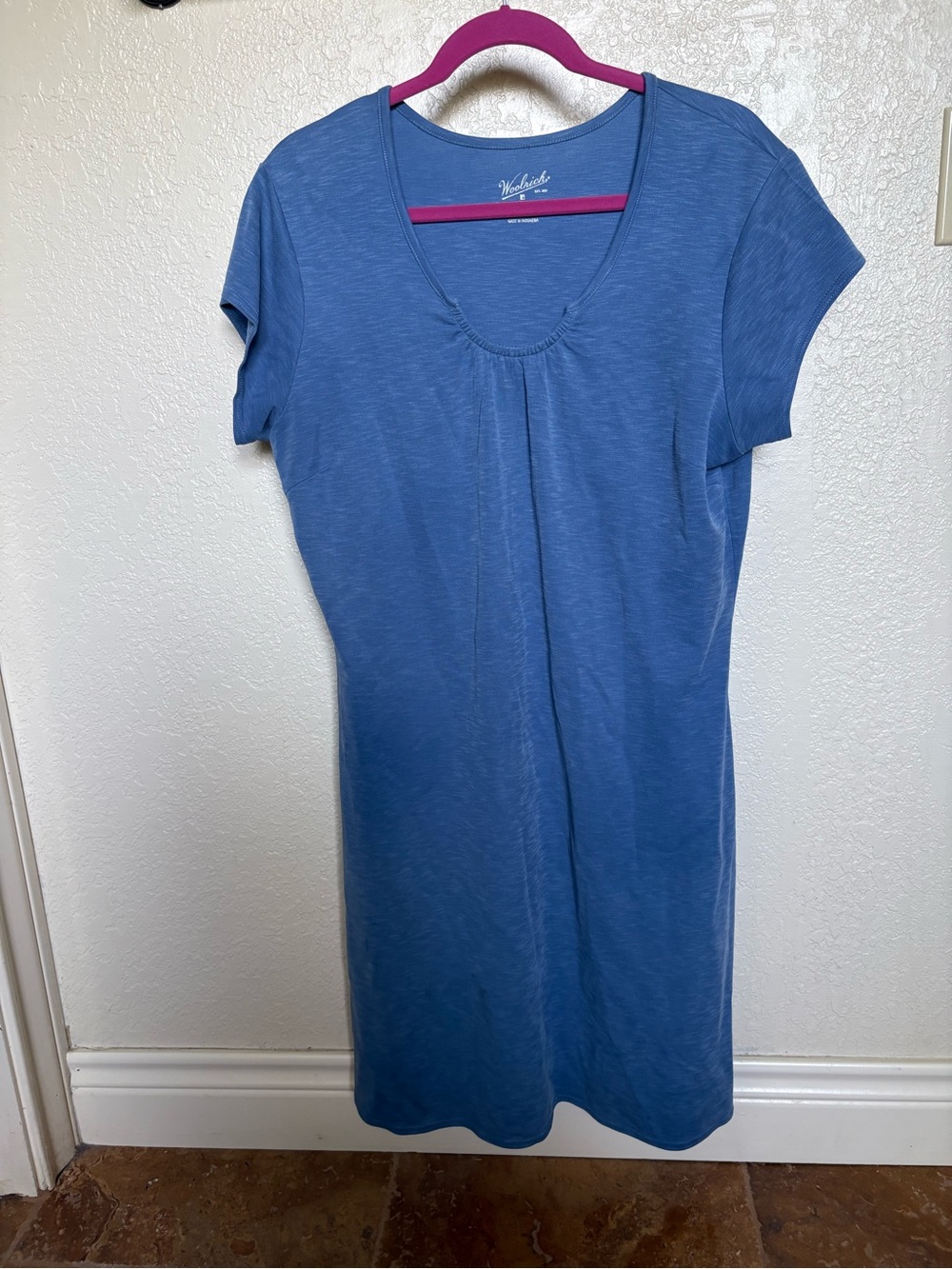 Woolrich Short Sleeve Scoop Neck Tunic Dress in Dusty Blue